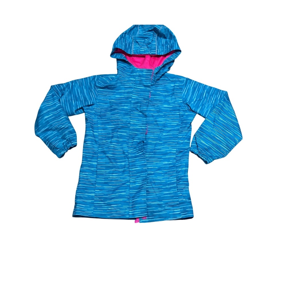 Faded Glory Girls Aqua Falls Blue Pink Streak Windbreaker Jacket XS 4-5